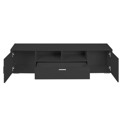 Comet TV stand with LED Lights Entertainment Center - Black