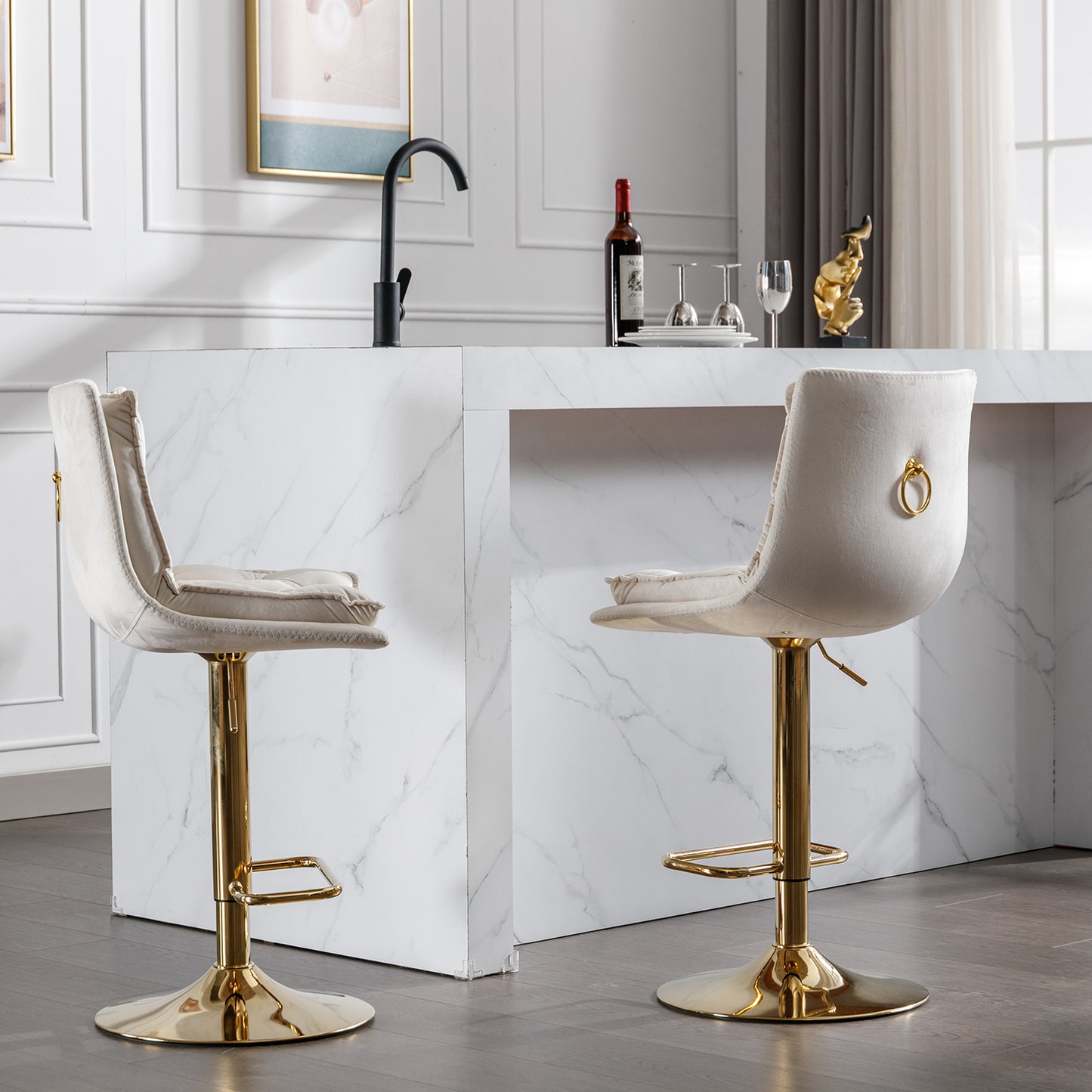 Valor Swivel Bar Stools - Cream Set of 2