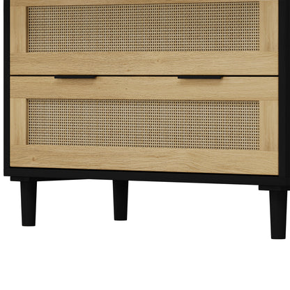 Tero 3-Drawers Rattan Storage Cabinet - Black