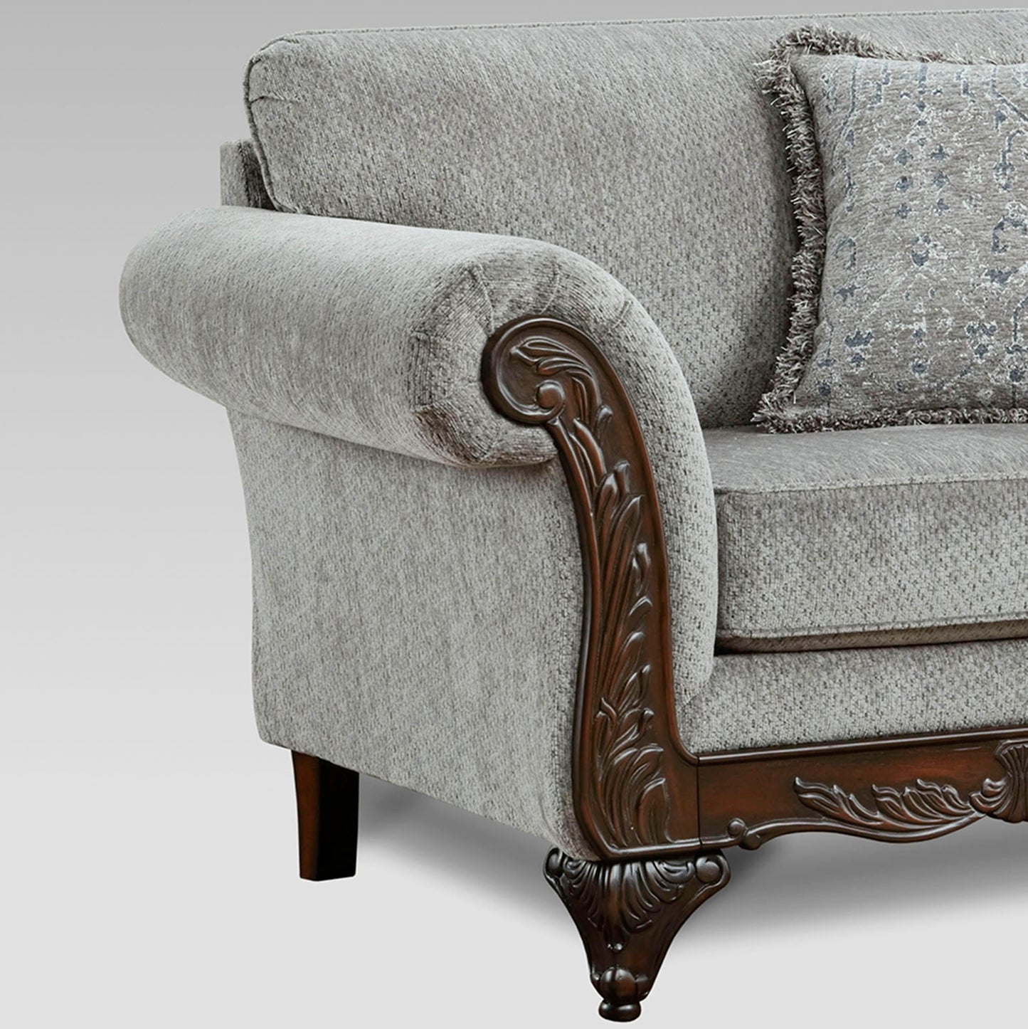 Hernen Carved Wood Frame Loveseat