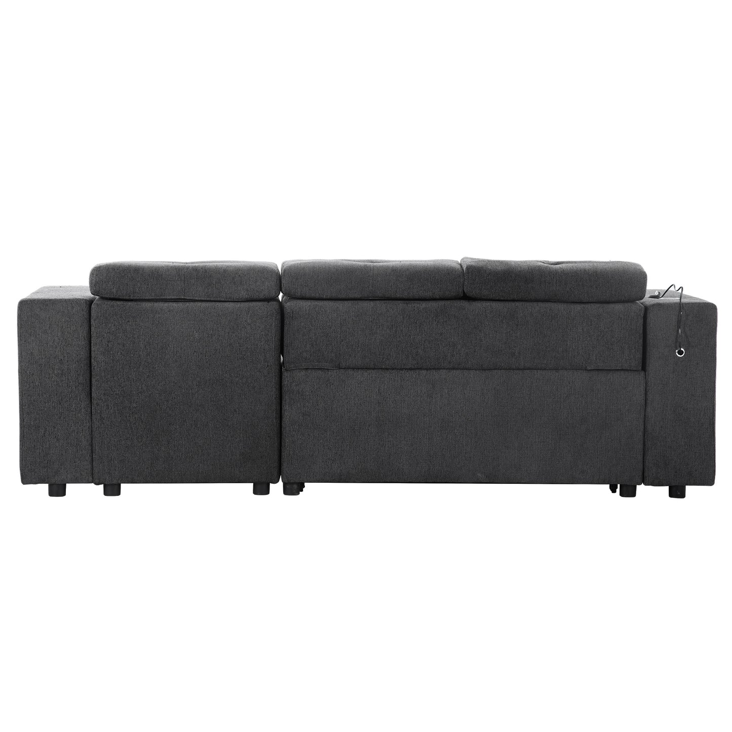 Tumic Pull-Out Sofa Bed L-Shape Sectional Sofa - Gray