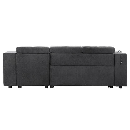 Tumic Pull-Out Sofa Bed L-Shape Sectional Sofa - Gray