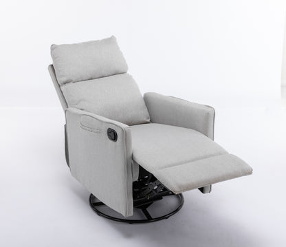 Cotton Linen Fabric Swivel Rocking Chair - Light Gray