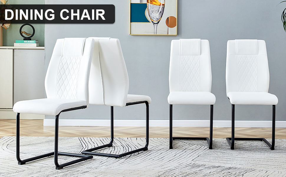 Skye Dining Chair Black Metal Leg (Set of 4) - White