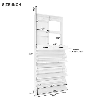 Macer Multi-functional Shoe Cabinet - White