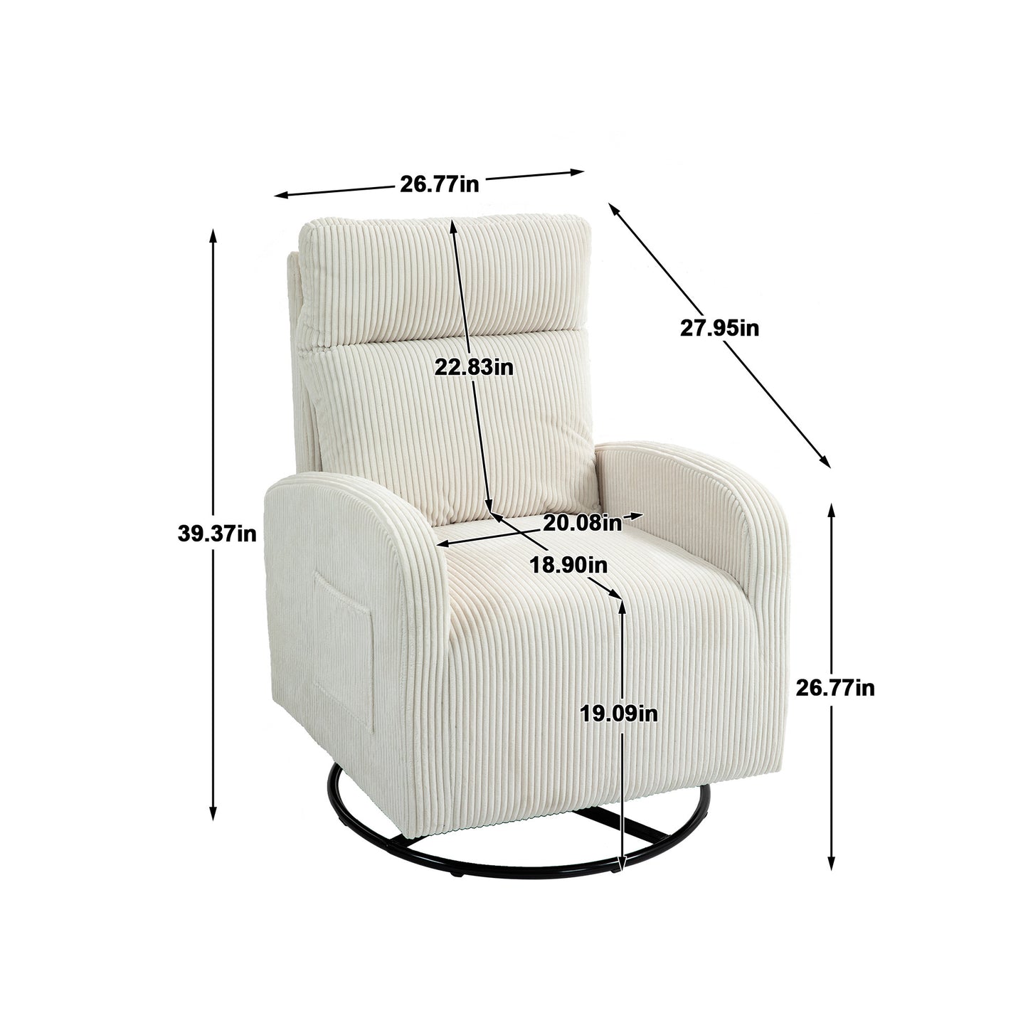 JiaDa Upholstered Swivel Rocking Chair - Beige