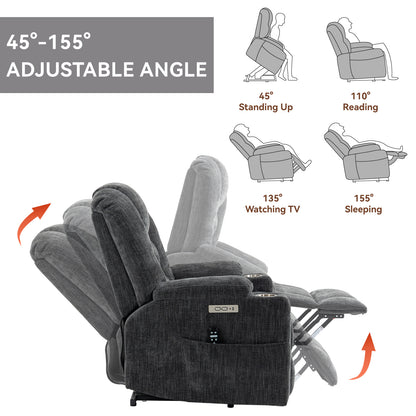 Rico Large Power Lift Recliner Chair with Heat and Massage - Gray