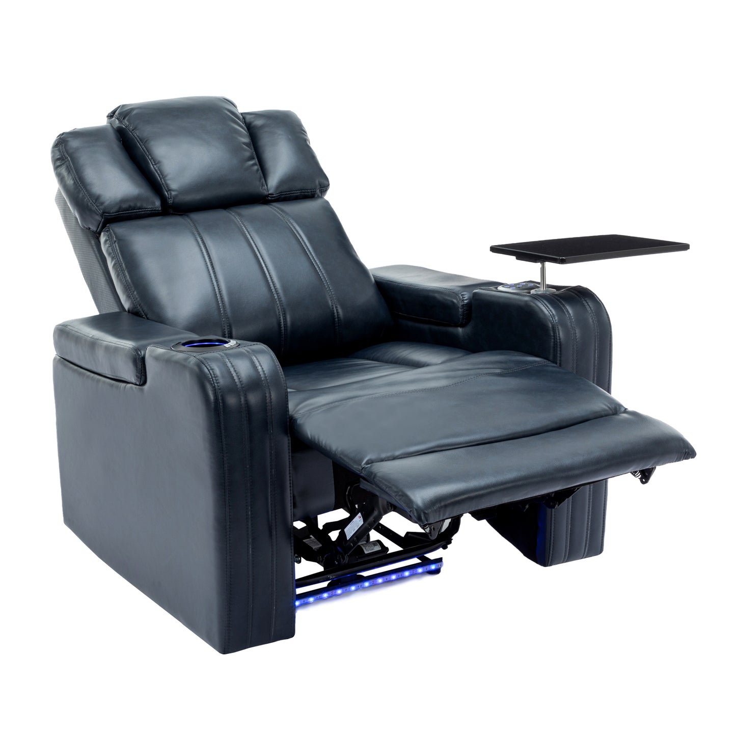 Xavier PU Leather Power Recliner - Blue