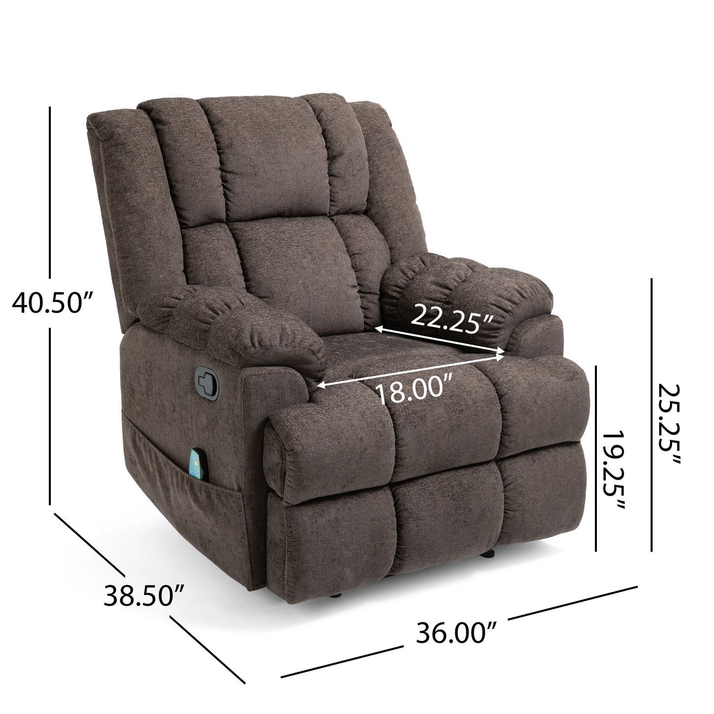 Anika Massage Recliner Chair - Brown