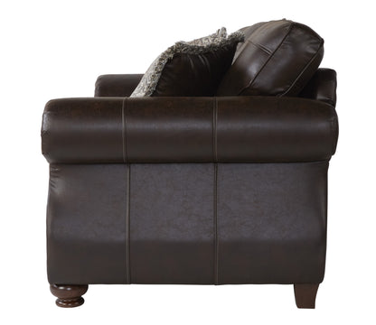 Leinster Fabric Loveseat with Nailheads - Espresso