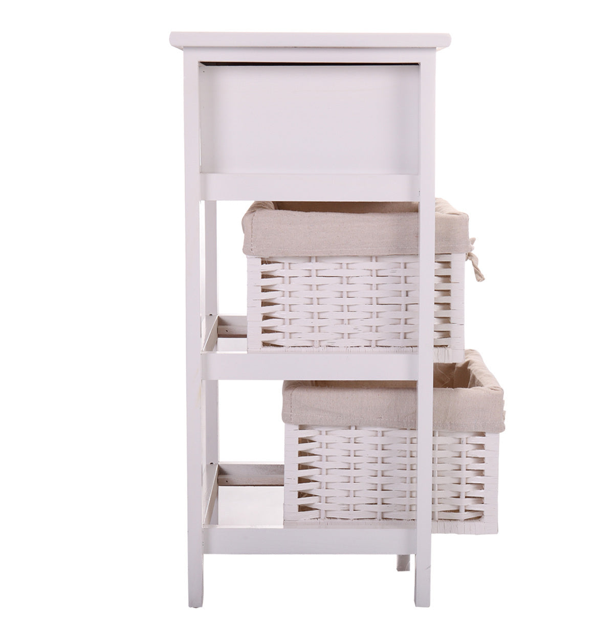 Darin Nightstand with Two Removable Baskets - White