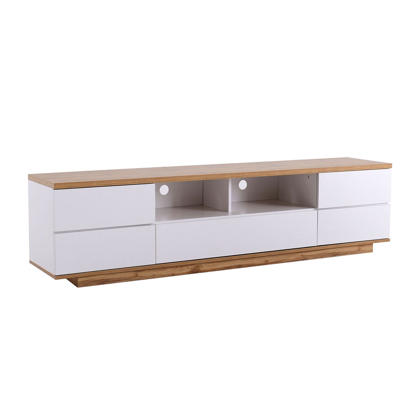 Dena Modern TV stand with Door Rebound Device - White+Natural