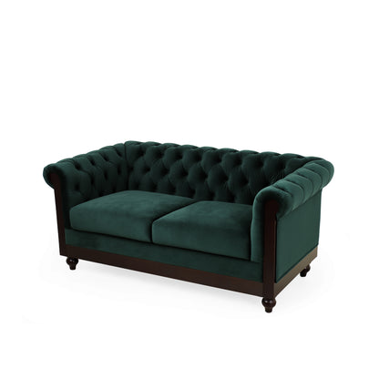 Vivalux Velvet Loveseat Sofa - Dark Green