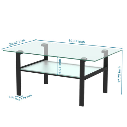 Kaya Glass Top Coffee Table - Black