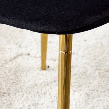 Pax Dining Velvet Chairs with Golden Metal Leg (Set of 6) - Black