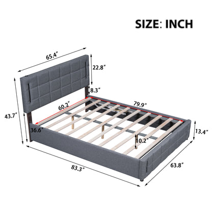 Ps Queen Size Storage Bed w Hydraulic System - Gray