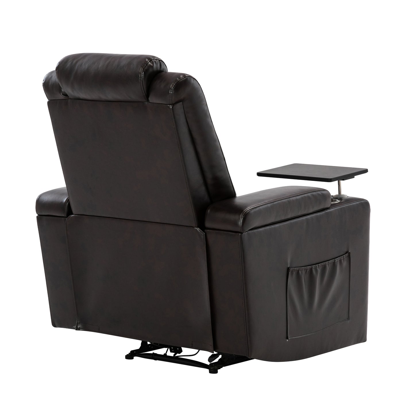 Nap Station Motion Recliner with 360° Swivel Tray Table  - Brown