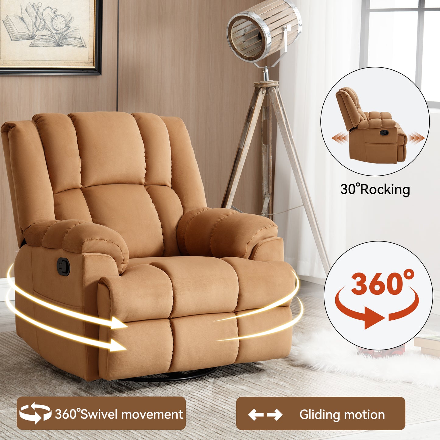 Nash Fabric Manual Recliner Chair - Beige