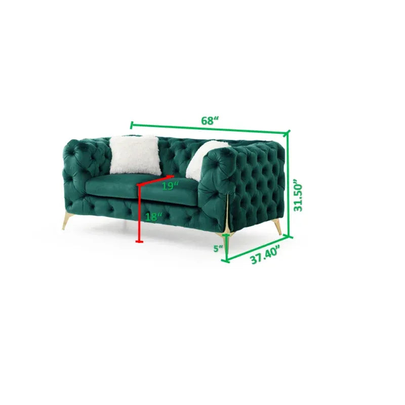 Pratt Tufted Velvet Loveseat - Green