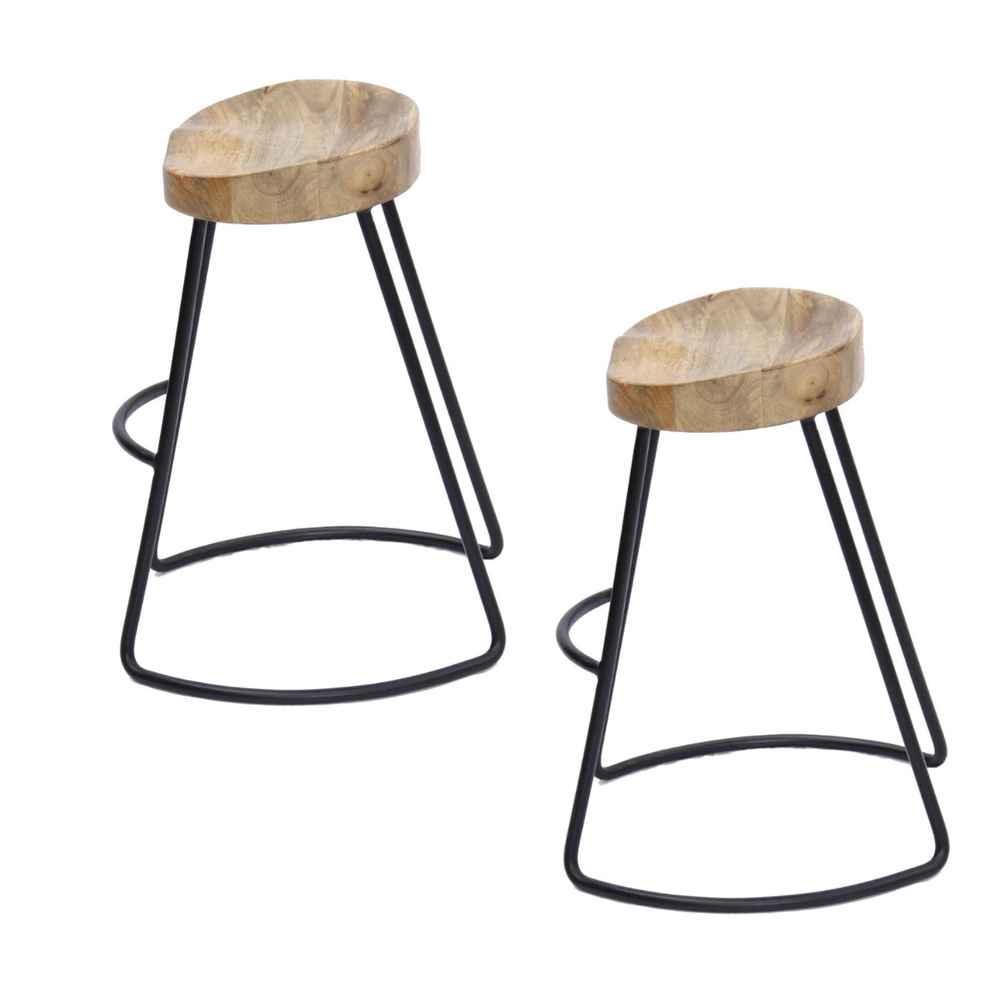 Faye 24 " Wood Industrial Counter Height Stool  - Set of 2