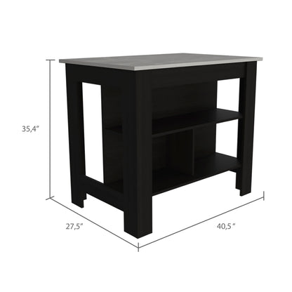 Prep Pro Center Kitchen Island  - Black / Ibiza Marble