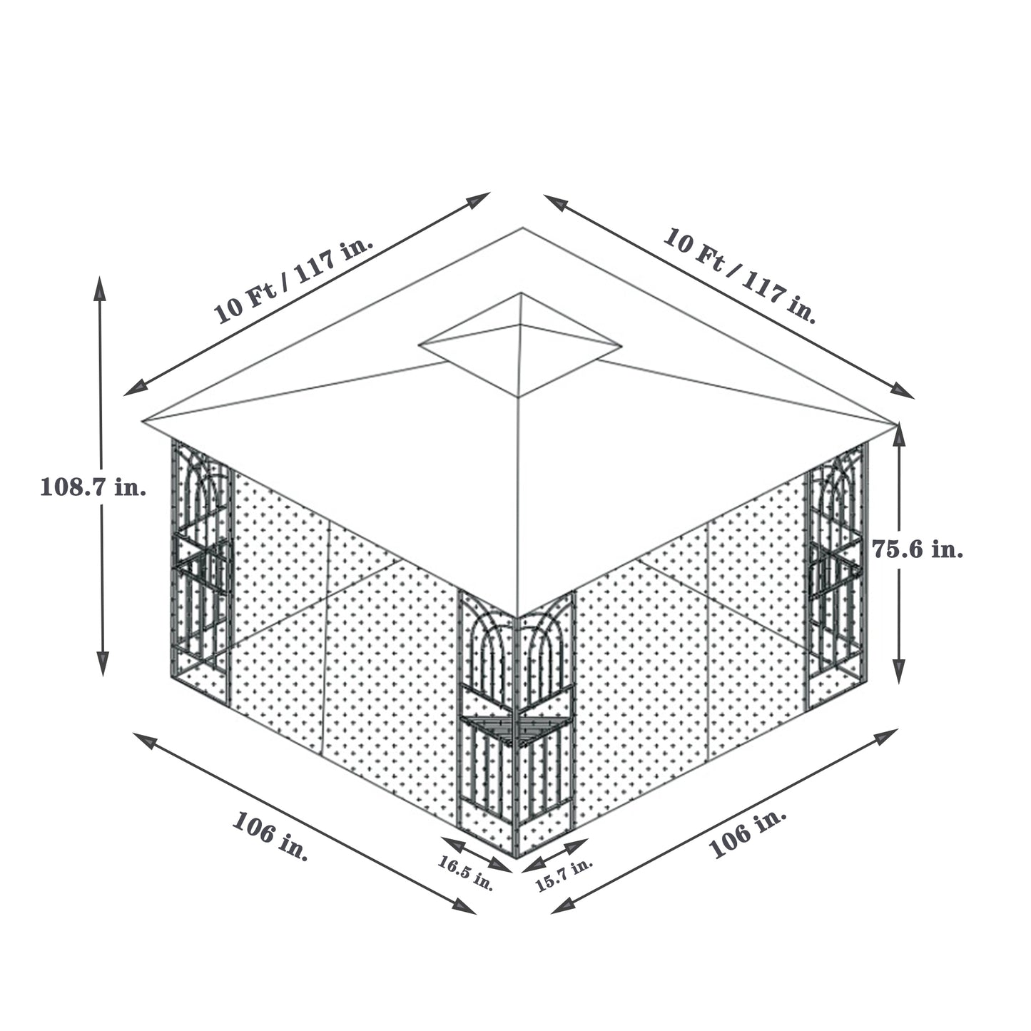 Zamora 10 x 10 ft Outdoor Patio Gazebo Canopy Tent - Gray