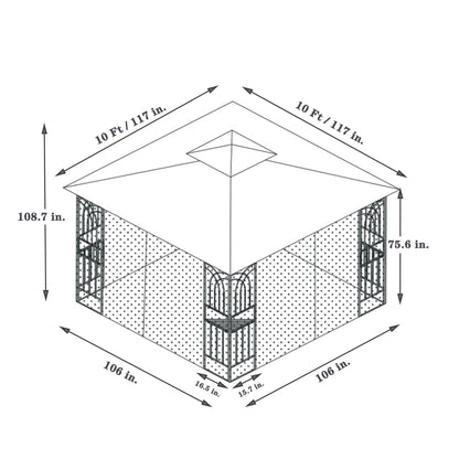 Zamora 10 x 10 ft Outdoor Patio Gazebo Canopy Tent - Gray