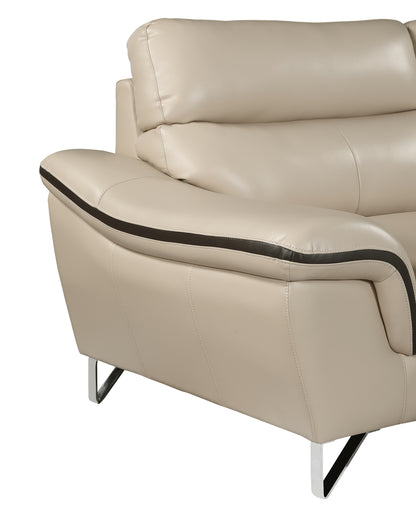 Eden Genuine Leather Loveseat - Beige