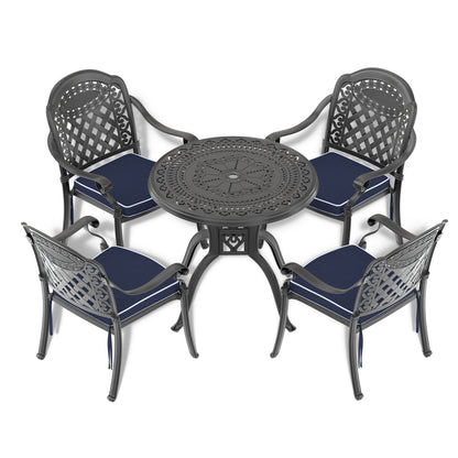 Olsen Cast  Aluminum Round Patio Dining Table - Black