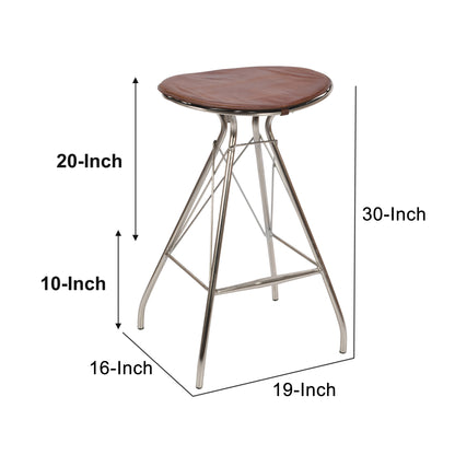 Simple Round Leather Bar Stool