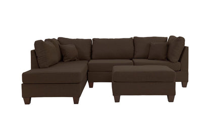 Esra 3pc Sectional Reversible Chaise Sofa And Ottoman - Chocolate