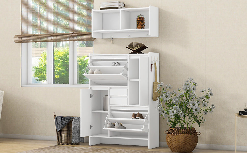 Haru Multi-Functional Shoe Cabinet - White