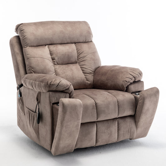 Wilson Power Electric Velvet Reclining Chair - Light Brown