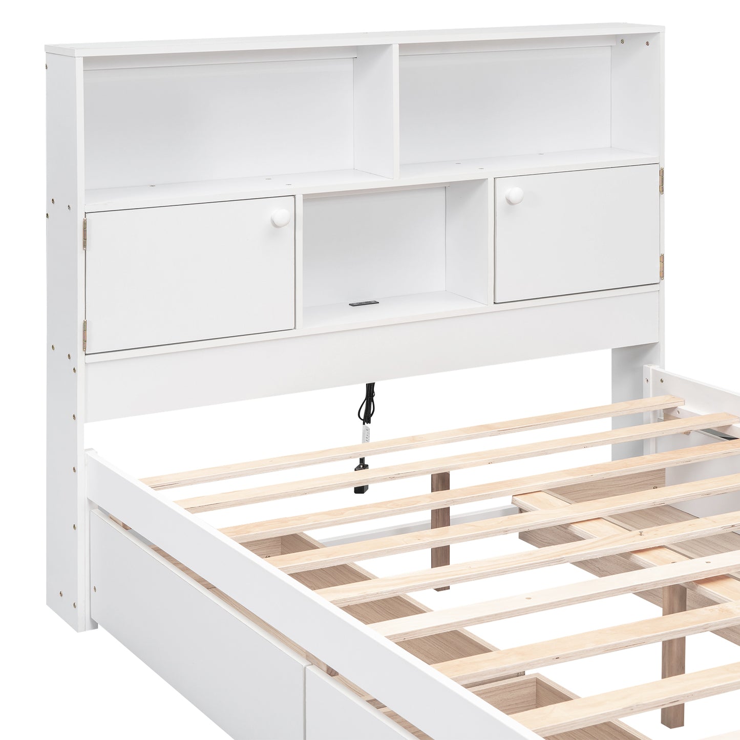 Jazz Full Size Platform Bed w 4 Drawers - White