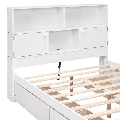 Jazz Full Size Platform Bed w 4 Drawers - White