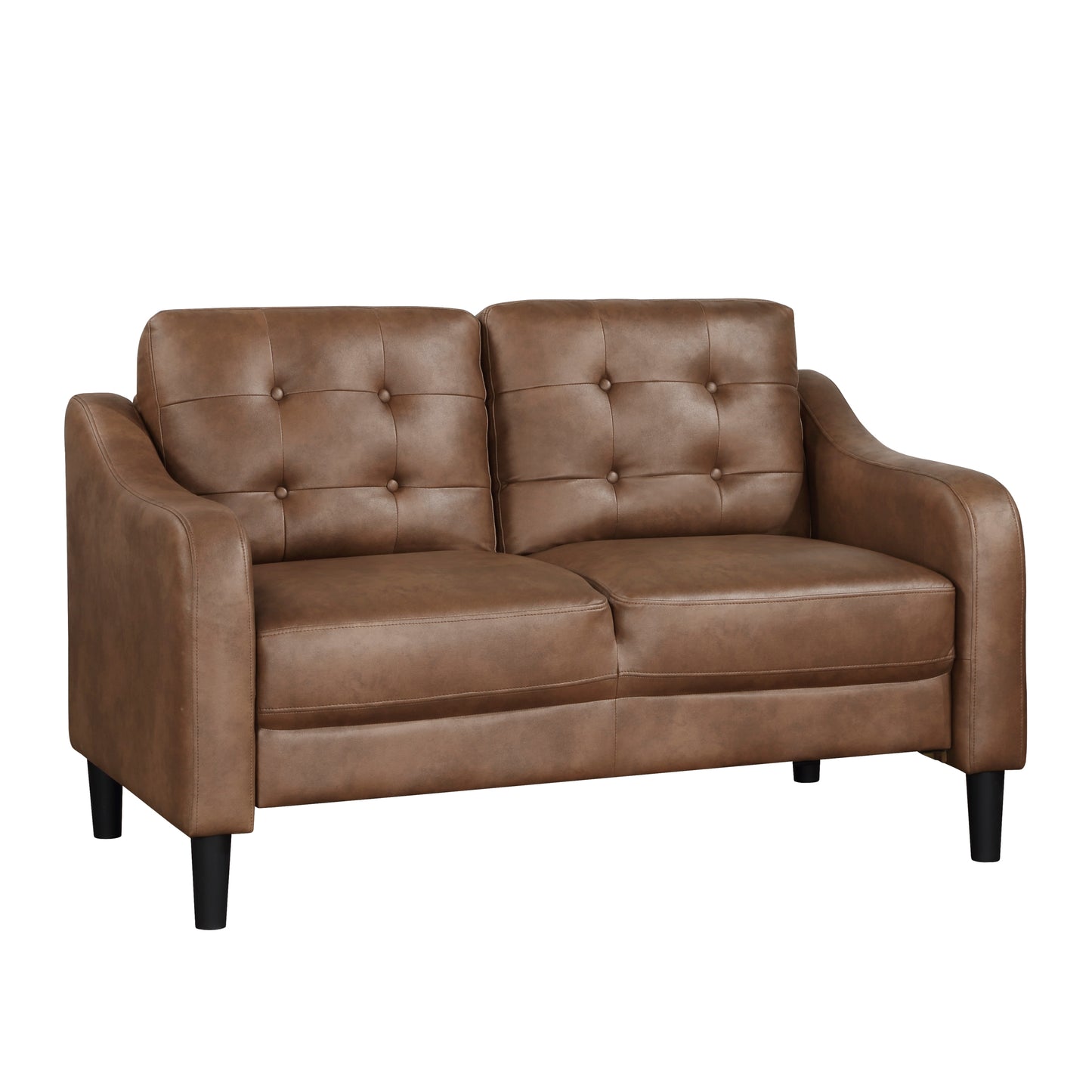 Neo Loveseat Button Tufted Contoured Arms - Brown