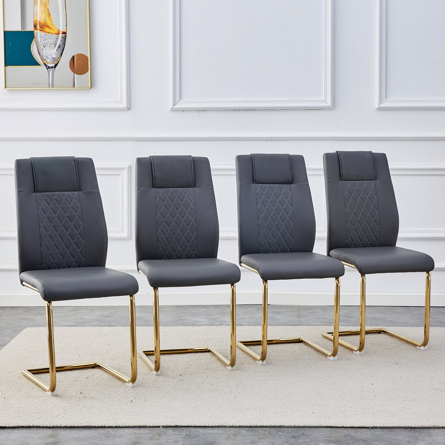 Skye Dining Chair Golden Metal Leg (Set of 4) - Gray