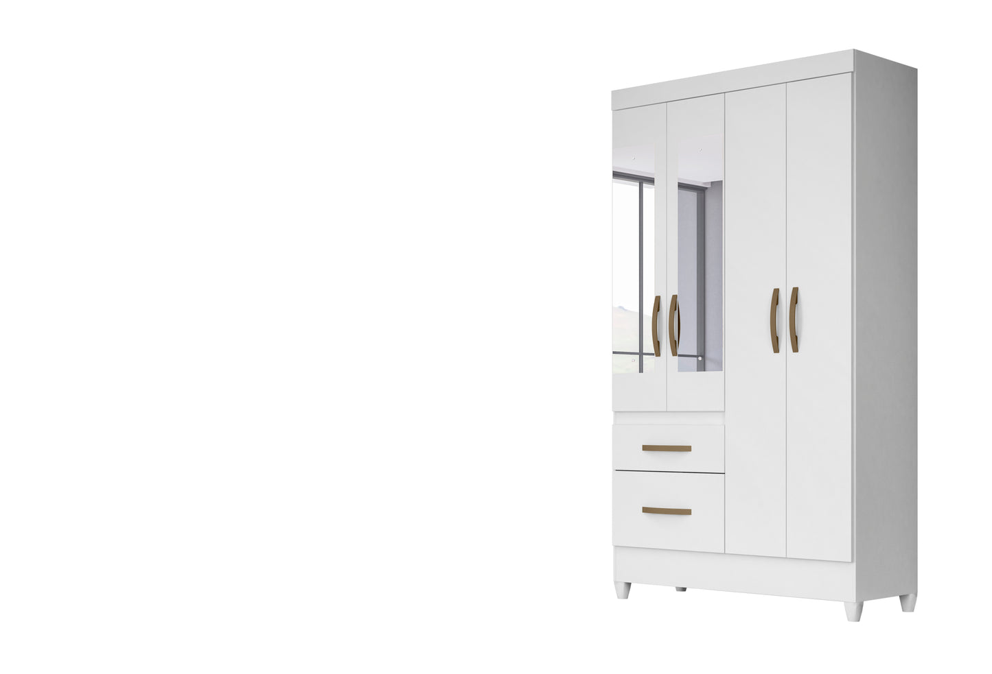 Wardrobe Madri - White Flex + Mirror