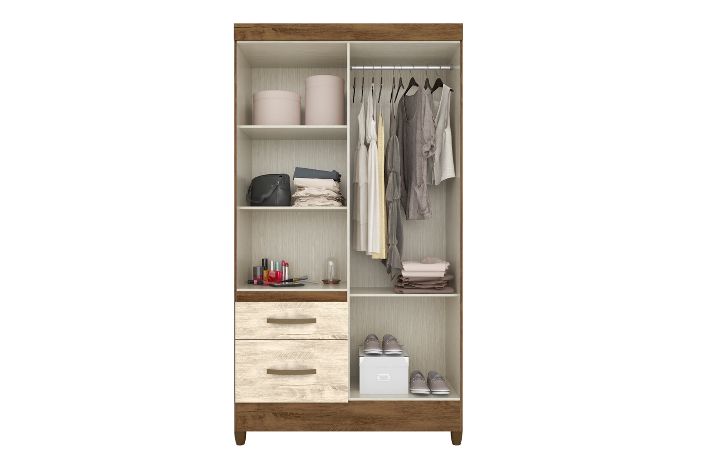 Wardrobe Madri - Brown/Hazelnut + Mirror