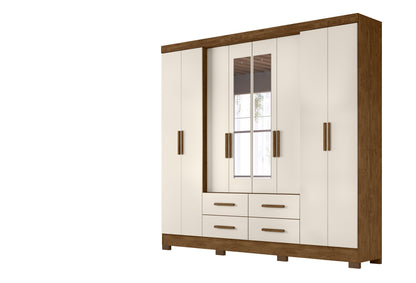 Wardrobe San Lorenzo Plus - Brown/Off White + Mirror