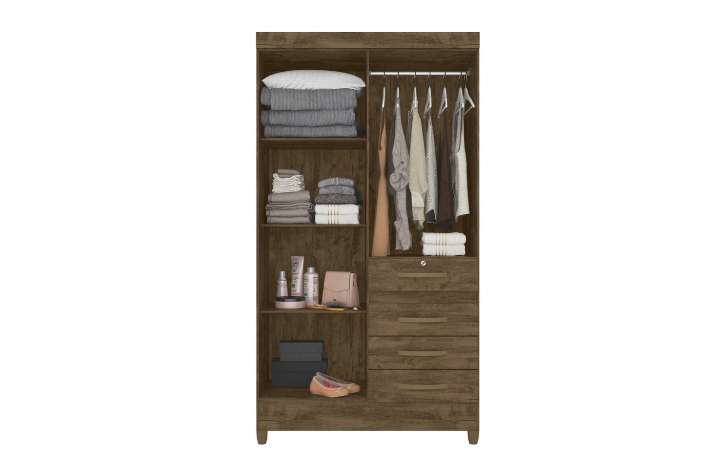 Wardrobe Sobral - Brown + Mirror