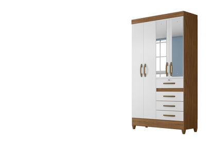 Wardrobe Sobral - Natural/White + Mirror