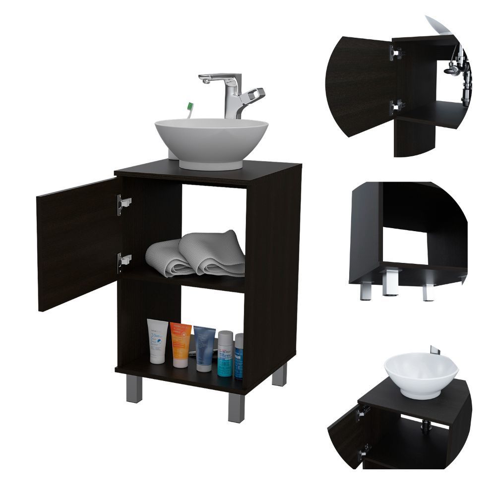 Charm 1-Shelf Single Bathroom Vanity - Black