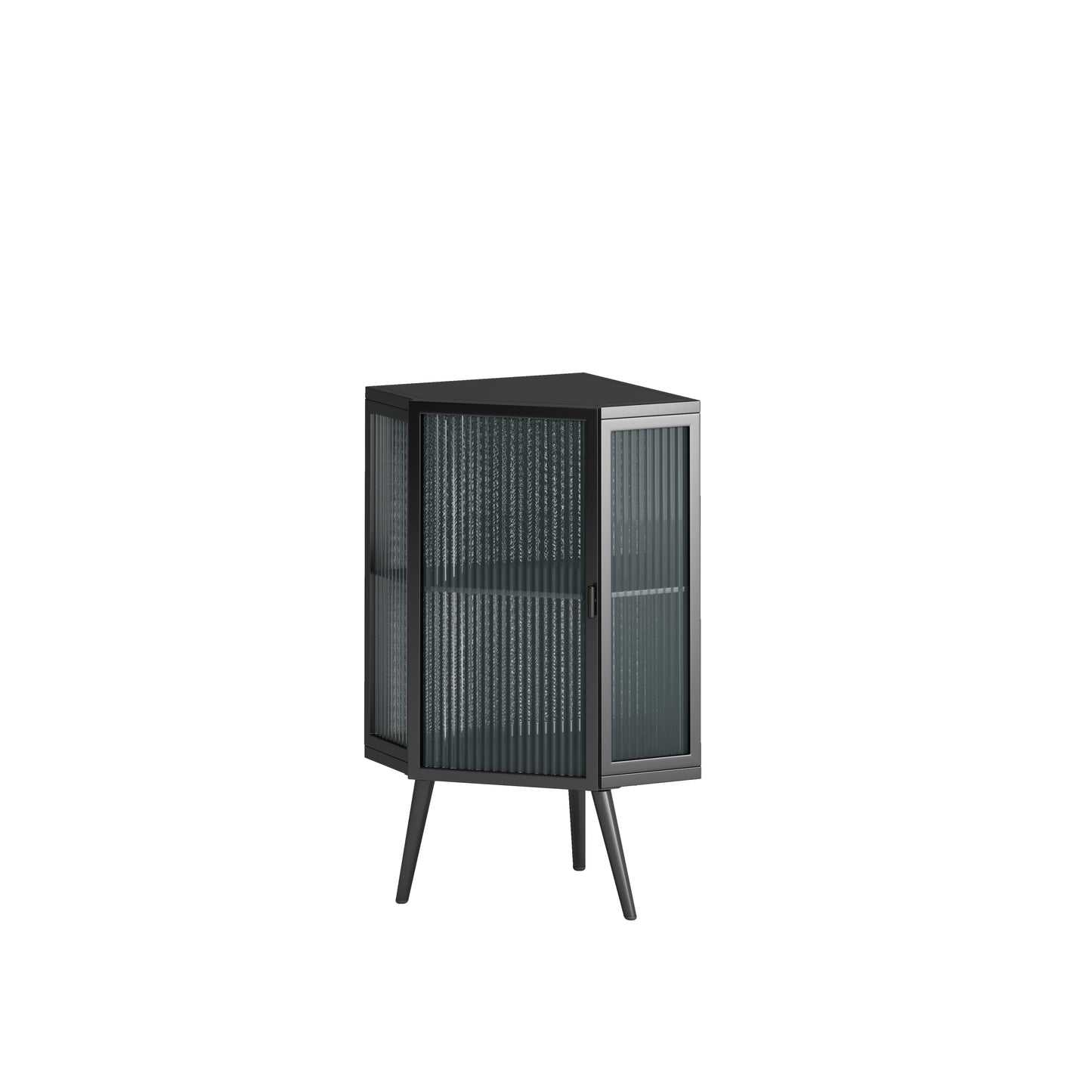 Rey Corner Cabinet with Tempered Glass - Black