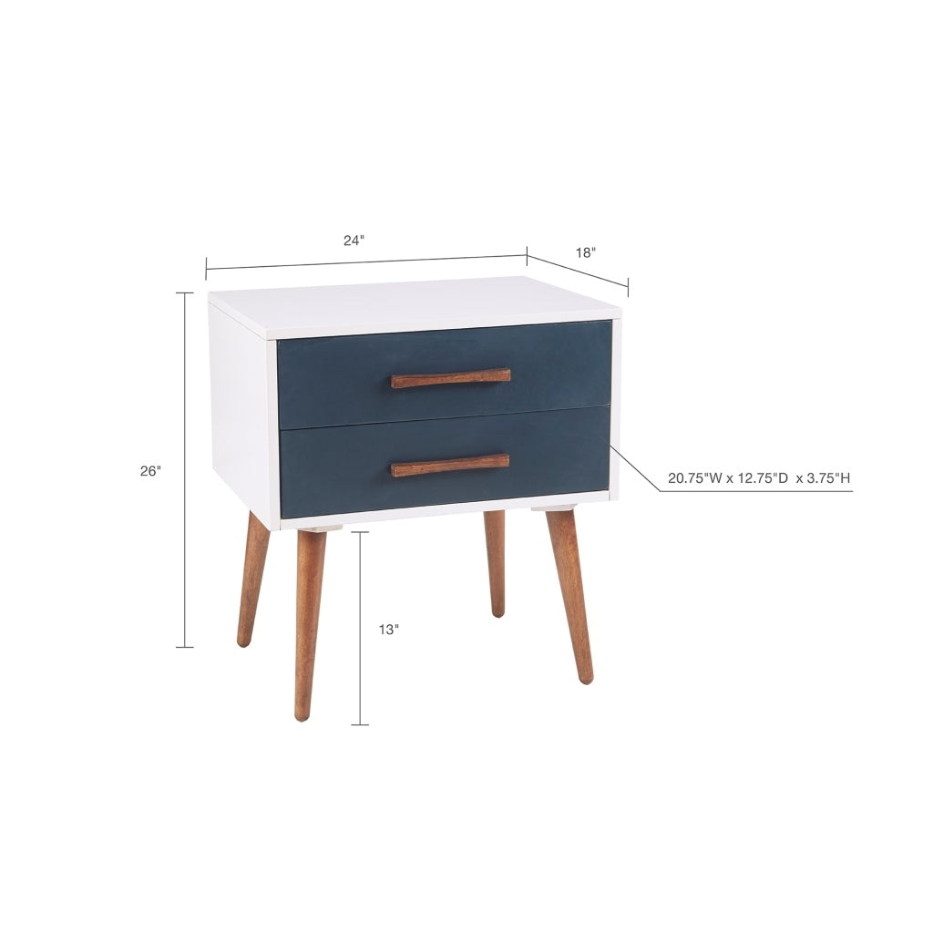 Ava Storage Nightstand - Off-White+Navy