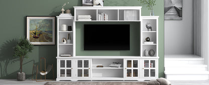 Tio Entertainment Wall Unit TV Stand with Tempered Glas - White