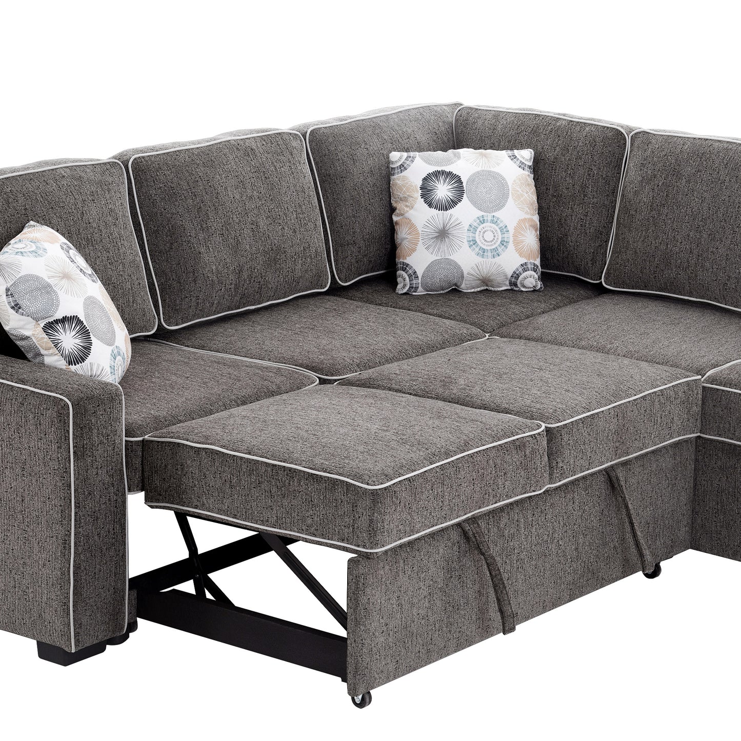 Berg L-Shaped Pull Out Convertible Sleeper Sofa - Dark Gray