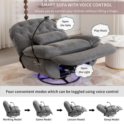 Roxie 270 Degree Swivel Power Recliner with Voice Control - Gray