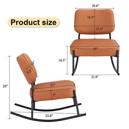 Zack Cushioned Seat Rocking Chair - Brown