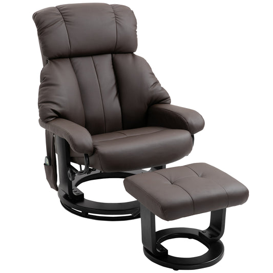 Harvey 360° Swivel Massage Recliner Chair with Ottoman - Brown